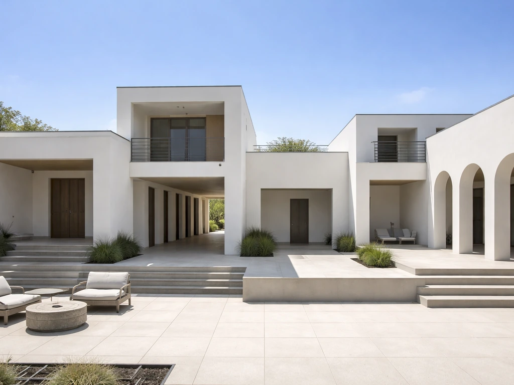 Minimal exterior photo showing a patio, porch, veranda, balcony, courtyard, terrace, and loggia as separate spaces