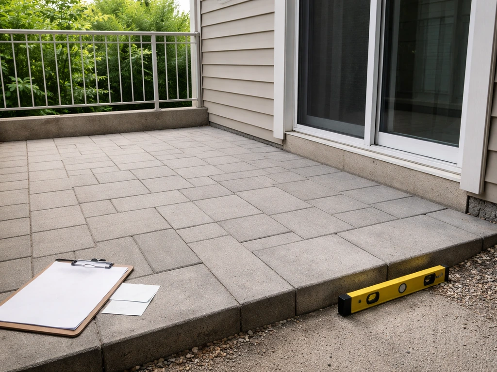 Real estate photo verification scene showing a patio detail checklist elements without any text